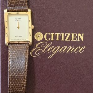 Vintage Citizen Gold Case with Brown Leather Strap Men's Watch